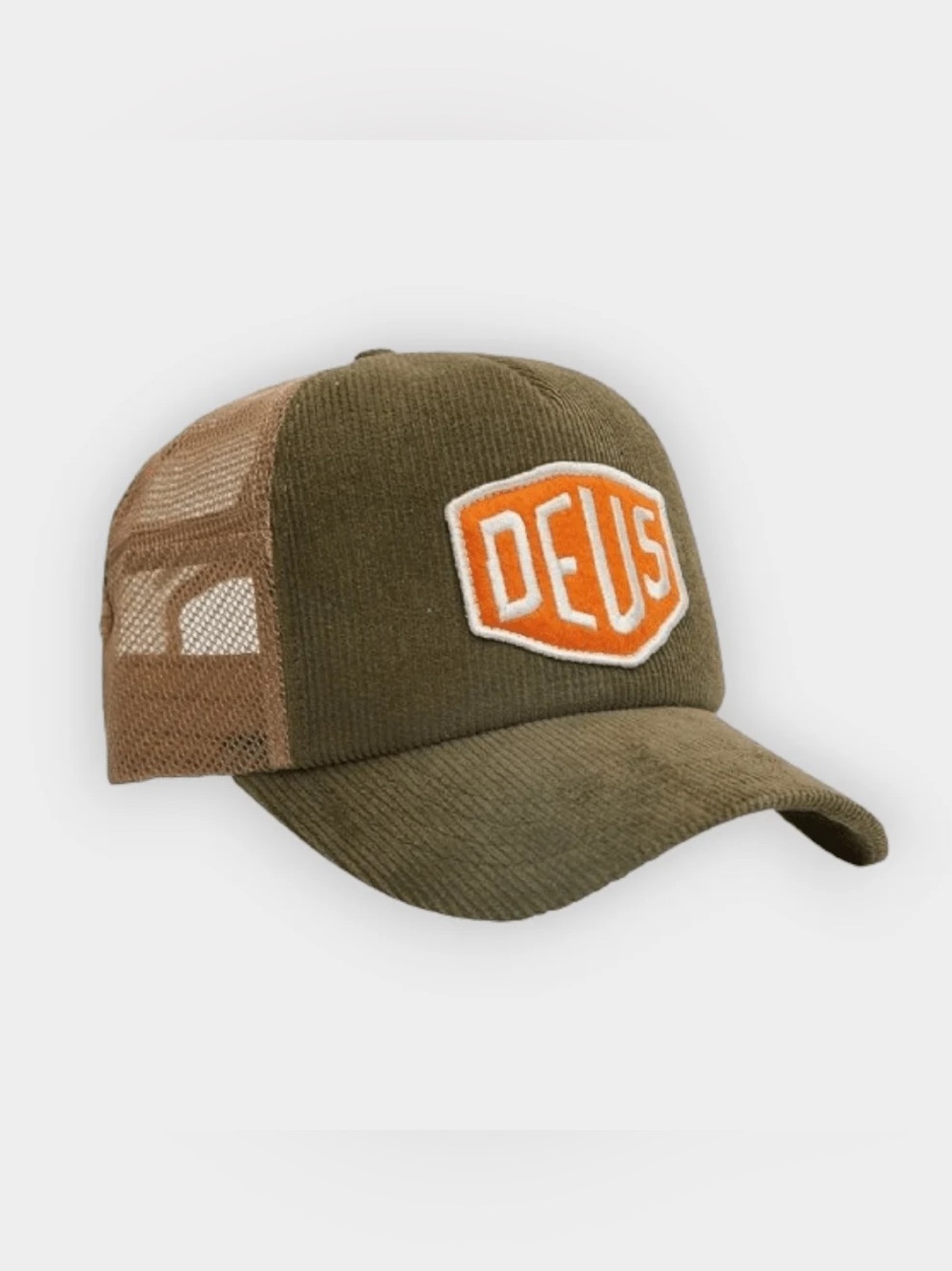 DEUS EX MACHINA Olive/ Orange Corduroy Trucker Hat NWT 🏷️ (SOLD OUT) ‼️‼️‼️